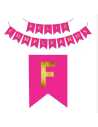 BANDERIN LISO FELIZ CUMPLEAÑOS FUCSIA x1