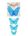 ADORNO 6 MARIPOSA PVC CON CINTA BIFAZ CELESTE x1