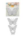 ADORNO 6 MARIPOSA PVC CON CINTA BIFAZ PLATA x1